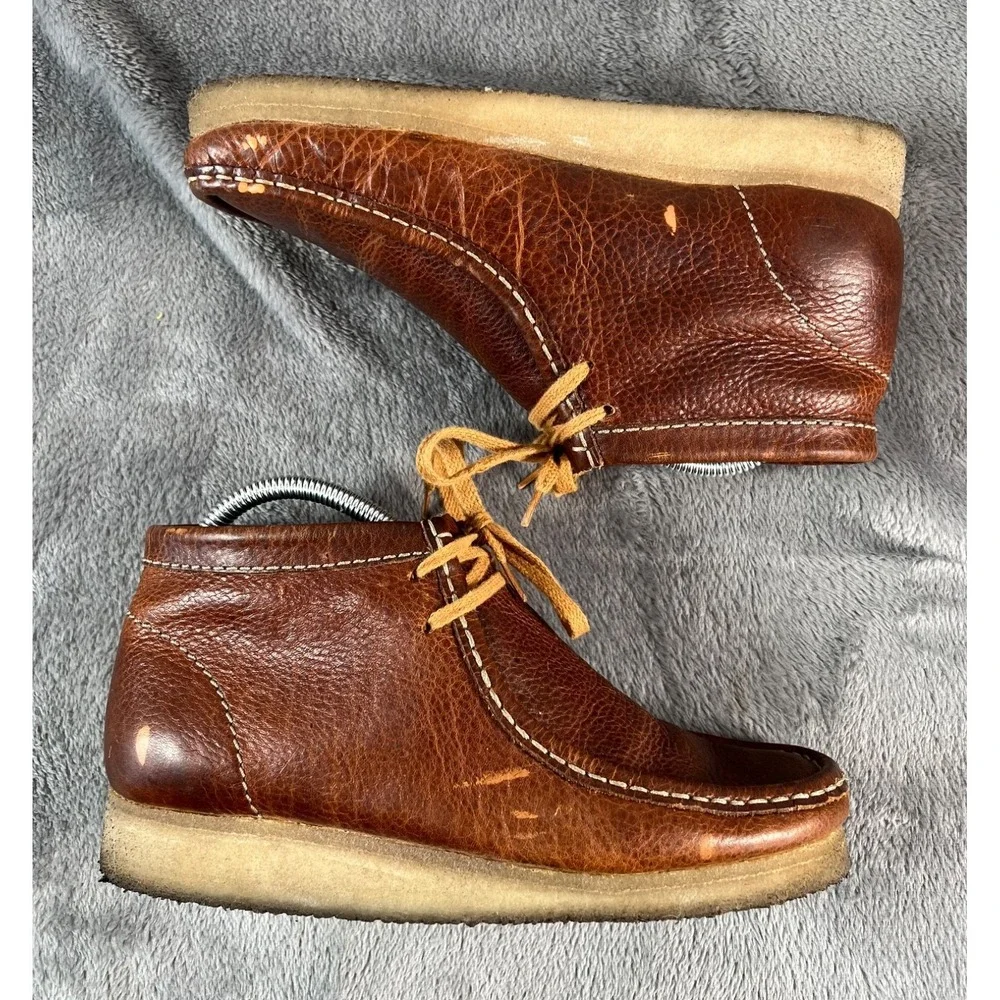 Clarks Original Wallabee Chukka Boots Mens 7.5 Brown Pebbled Leather